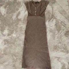 salire ブラウン ノースリーブワンピース