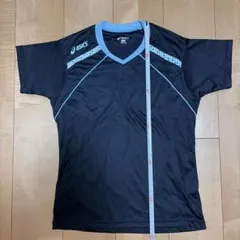 asics バレーボールシャツ M 黒/青