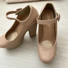 レディース　厚底ヒール　パンプス　ベージュ　ピンク