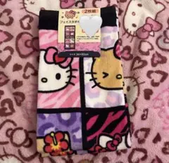 1枚 しまむら キティ フェイスタオル ゼブラ ヒョウ柄