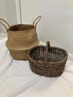 天然素材バスケット2点セット