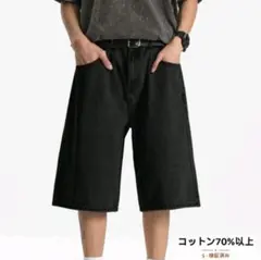 デニム メンズ ショートパンツ ハーフパンツ SHEIN 黒 XS S ブラック