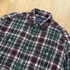 【OLD GAP】90s ライトネルシャツ チェック柄 レギュラーカラー 紺タグ