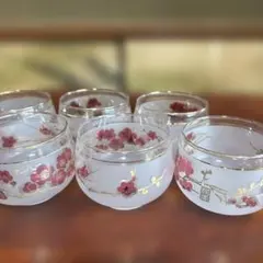 【食器】ガラス　レトロ　グラス　茶飲み　6個セット　すりガラス