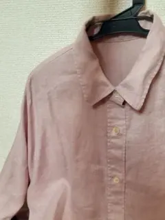 中古品　サロン　アダムエロペ　麻　ビッグ　シャツ　リネン　くすみピンクのサムネイル