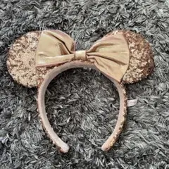 ディズニー ミニー カチューシャ ローズゴールド スパンコール リボン