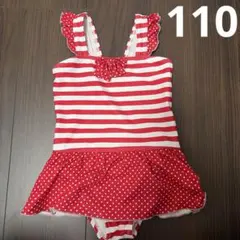 【週末限定値下げ】女の子用ワンピース水着 赤と白ストライプ