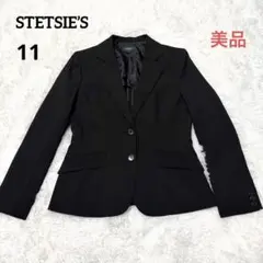 【美品】STETSIE’S スーツ ビジネ ジャケット 無地 ブラック L