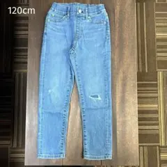 ユニクロ　ウルトラストレッチデニムスリムフィット（ダメージ）120 cm ブルー