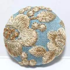 インド刺繍　№3259　水色ベージュ　㊳ミリ