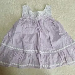 メゾピアノ新品タグ付き　薄紫レースフリルチュニック 　サイズ120cm