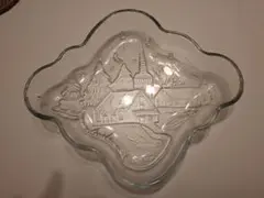 ガラス製 プレート 皿 冬の風景　クリスマス