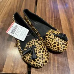 新品未使用タグ付ZARAキッズレオパードパンプス16-17cmハラコヒョウ柄