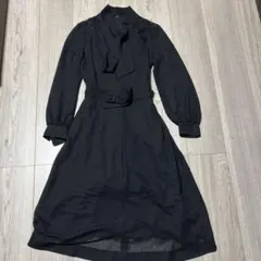 ブラックフォーマル ワンピース 9号 M 黒 レース リボン 喪服 礼服