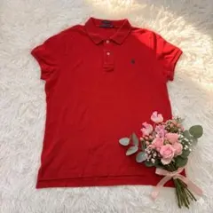 【美品】ラルフローレン POLO ストレッチ 鹿の子 ポロシャツ レッド