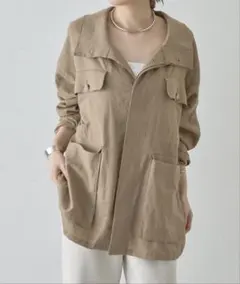 SHENERY ミリタリーリネンシャツジャケット