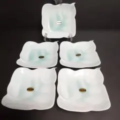 新品 伊万里鍋島焼 瀬兵窯 青磁 銘々皿5枚　料亭　懐石料理　お祝いのサムネイル