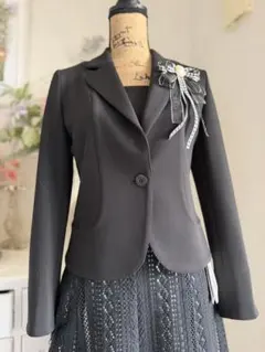 ハーモニカ☆テーラーカラーストレッチソフトジャケット☆ブラック☆未使用タグ無し