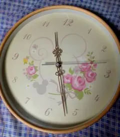 花柄ミッキー電波掛時計 直径30cm
