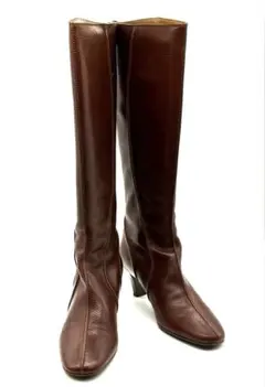 極美品Ferragamo サルバトーレフェラガモブラウンレザー ロングブーツ