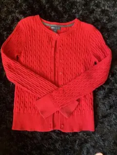 GapKids 赤 ケーブル編み カーディガン L