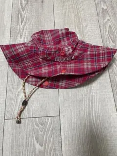 【美品】mont-bell キッズ ハット チェック柄