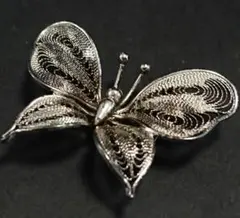セミアンティーク帯留め 蝶々帯留め 彫金帯留め 大正浪漫 アンティーク着物にも！