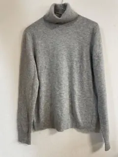 ユニクロ　カシミヤ　グレー タートルネック 長袖セーター　L