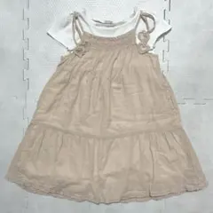 petit main プティマイン ワンピース レース フレア 半袖 春 110