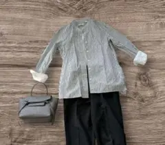 ユニクロ・ジル・サンダーコラボシャツ立ち襟　ストライプシャツ♡美品です♡