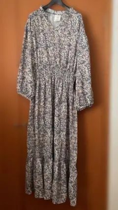 【匿名配送】フェリシモ haco! スザンヌ ロングワンピ ブルー 花柄 XL