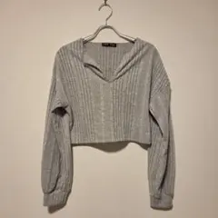 美品✨ SHEIN グレー クロップド長袖トップス 【Sサイズ】 長袖