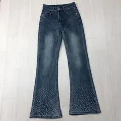 y2k フェアリーグランジ ウルトラ ストレッチ スタッズ フレア デニムパンツ