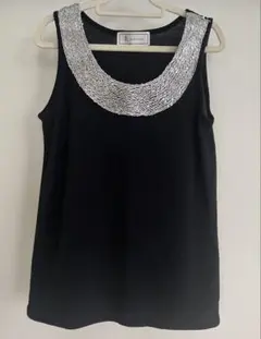 Ropé Picnic ノースリーブトップス シルバービーズ　ブラック