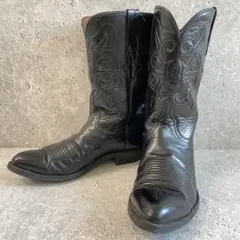 美品✨ Lucchese ルケーシー ウエスタンブーツ 黒 レザー 刺繍 7E