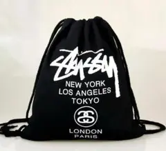 Stussy ブラック ドローストリングバッグ