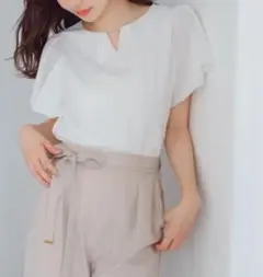 MISCH MASCH パールフレア袖カットブラウス ホワイト 新品未使用