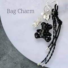 じゃらじゃらキーホルダー バッグチャーム キーチャーム パラコード 熊 黒