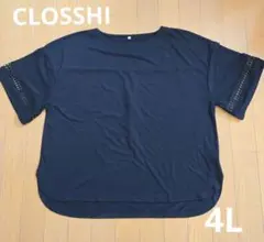CLOSSHI 半袖カットソー ブラック 袖レース《しまむら》4L