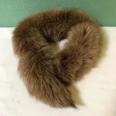 た44●ブラウンファー ループストールFOX ショール マフラー 成人式