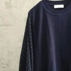 ビューティーアンドユース　ニット　カットソー　シースルー　ドット　パフスリーブ