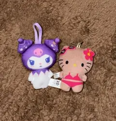 キティ＆クロミ　ぬいぐるみキーホルダー