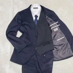 オリヒカ　スーツ　スリーピース　ネイビー　洗える　ストライプ　A5