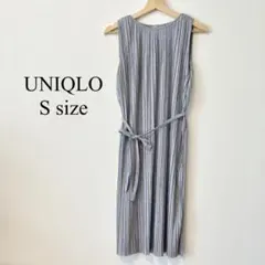 UNIQLO プリーツ ノースリーブ ワンピース S グレー
