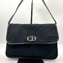 Dior ショルダーバッグ 2way キャンバス レザー 肩掛け CDロゴ 黒