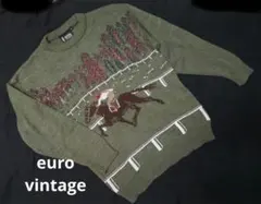 ユーロヴィンテージ セーター 馬 ジョッキー 乗馬 馬柄 イギリス製 英国製