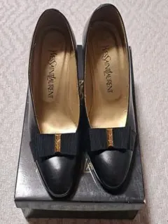 イヴサンローラン YSLロゴ リボン パンプス ブラック 23.5cm
