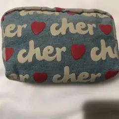 cher デニムポーチ 赤裏地付き　ポーチのサムネイル