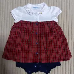 familiar チェック柄ロンパース 60cm