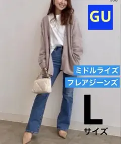 GU ミドルライズフレアジーンズ　丈標準　ブルー　Lサイズ